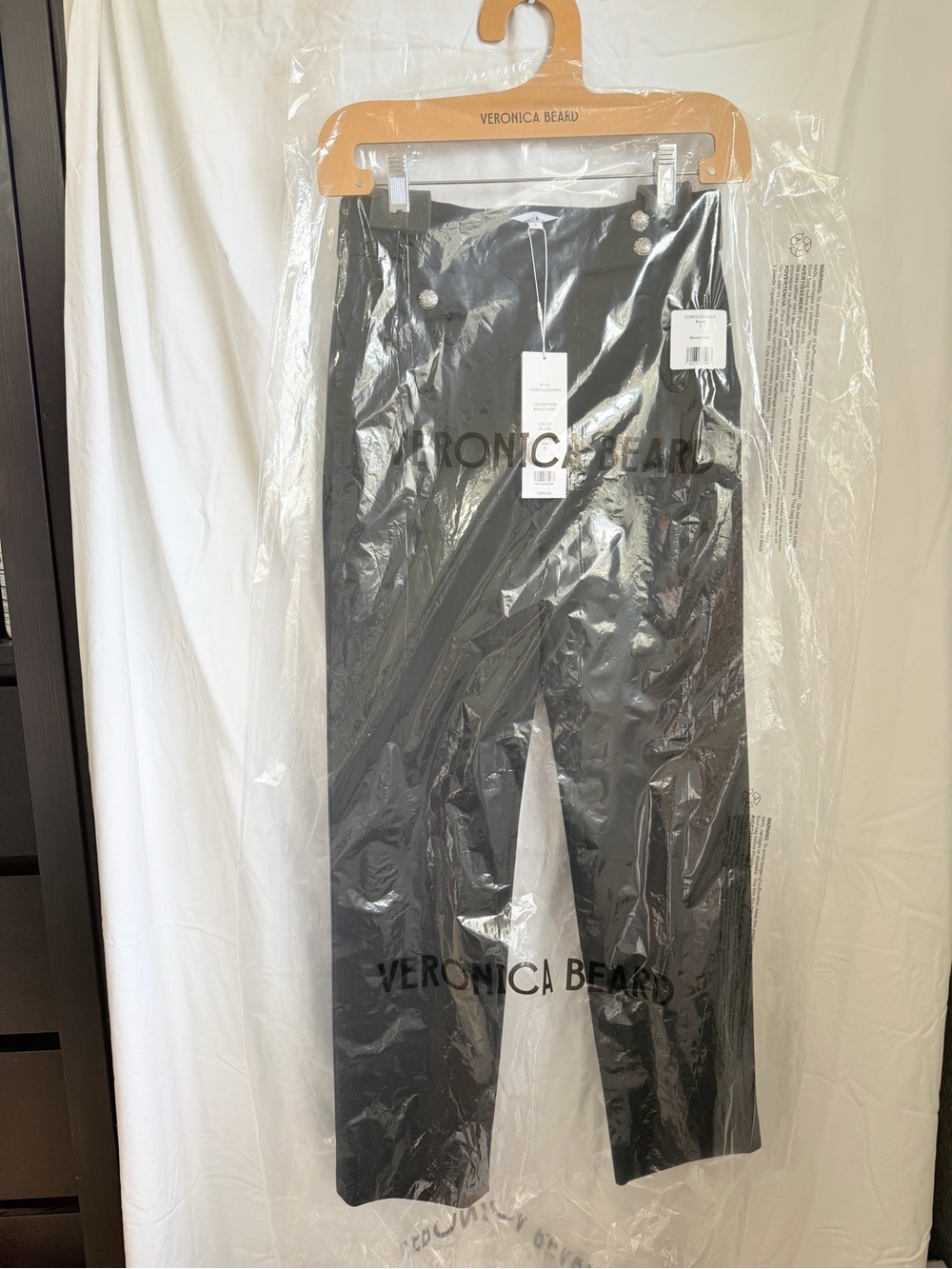 Veronica Beard Black High-Waist Button-Front Trousers